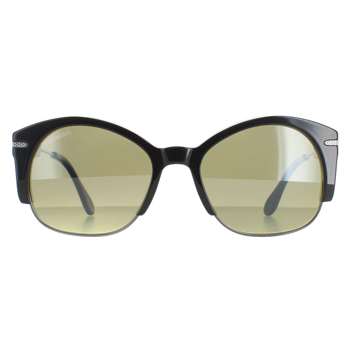 Serengeti Semi Rimless Womens Shiny Gunmetal Schwarz Polarisiert Grün 555nm Vinita