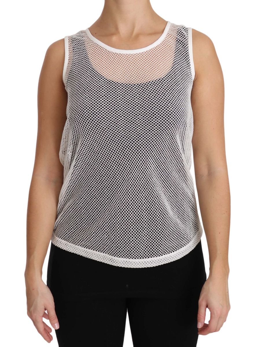 Weißes ärmelloses Mesh Tank Top