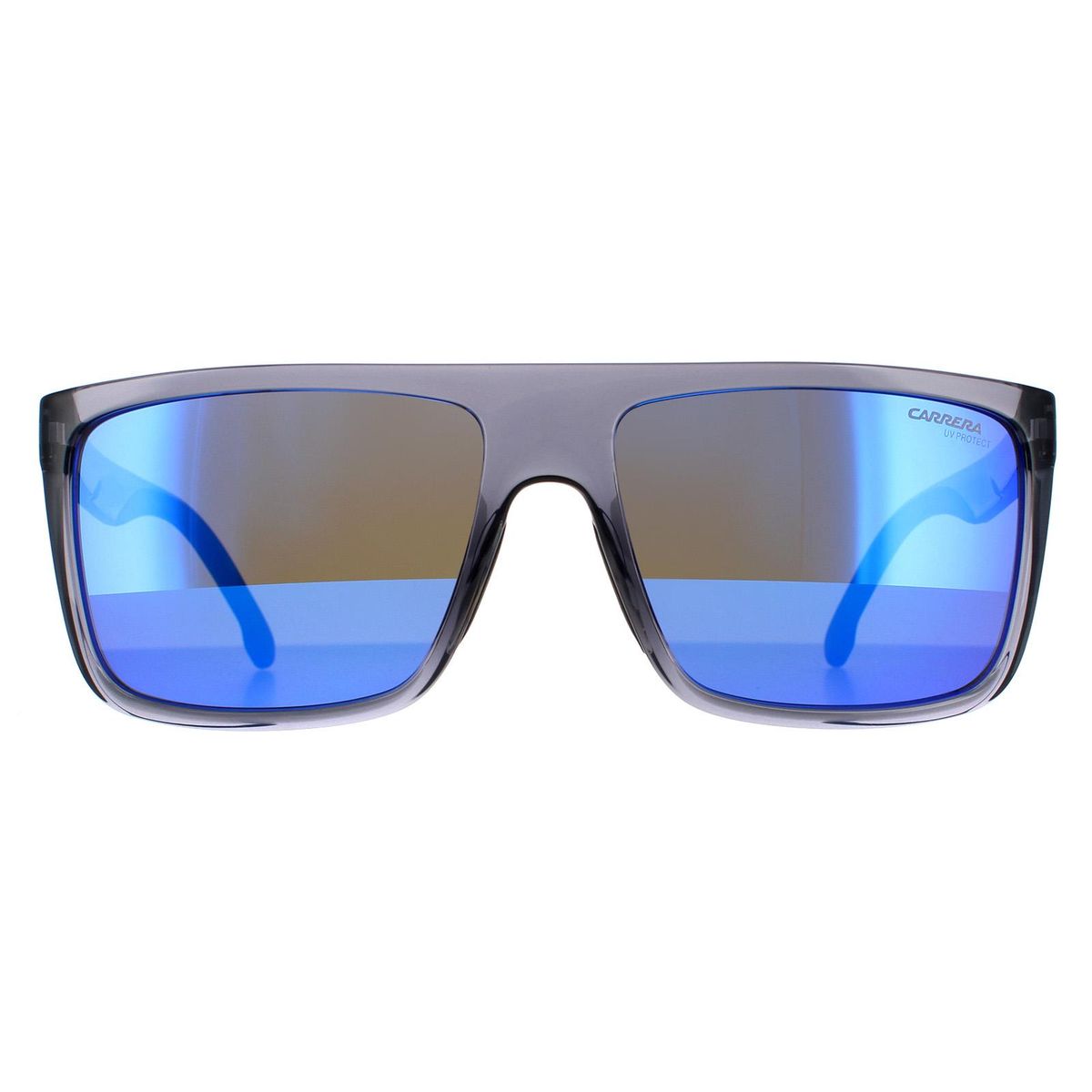 Moderne Rechteckige Sonnenbrille mit Blauem Spiegelglas