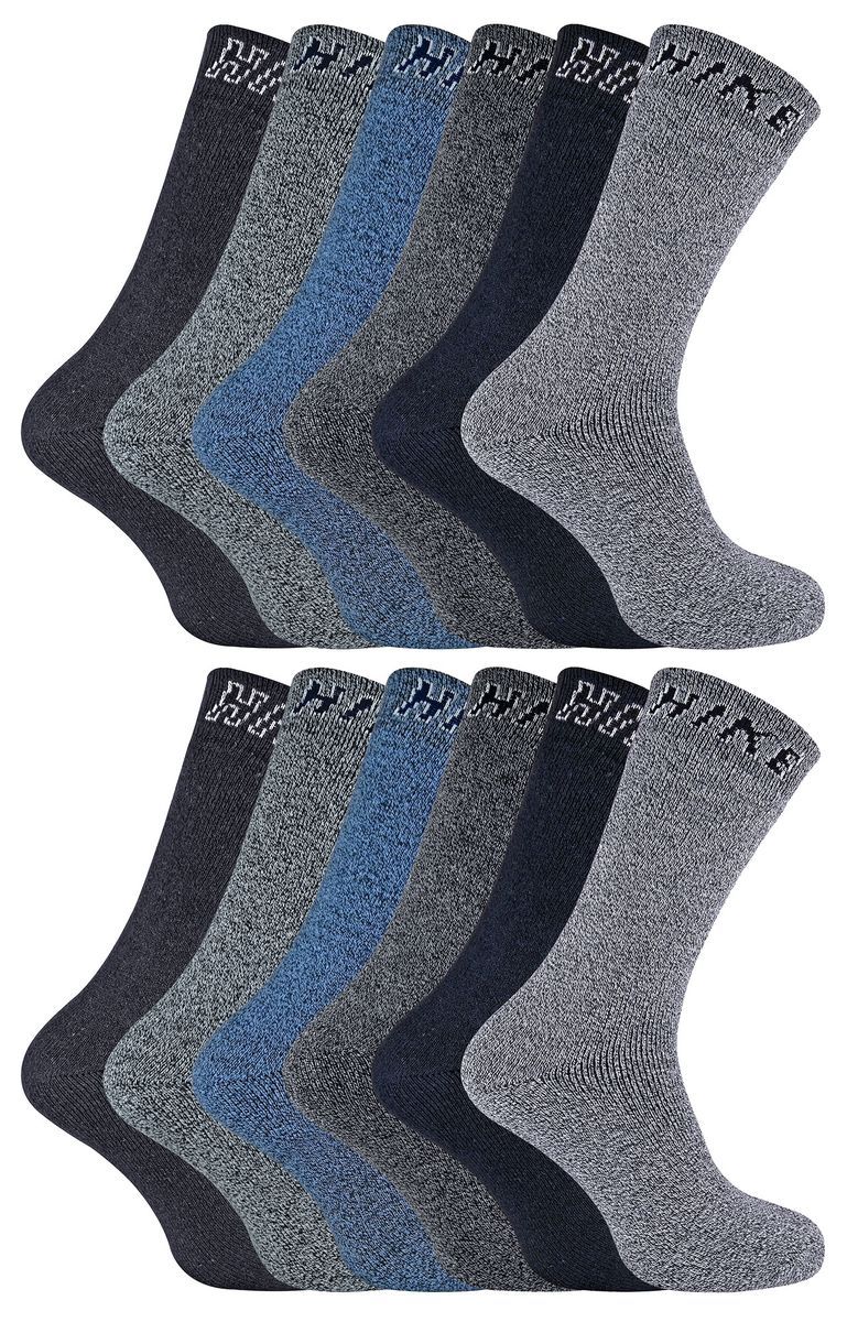 12 Paar Herren gepolstert Crew Wandern Socken | Socke Snob | Atmungsaktiv Walking Boot Socken - Pack 1