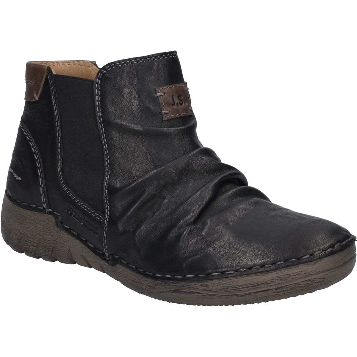 Damen Stiefelette aus gerafftem Leder