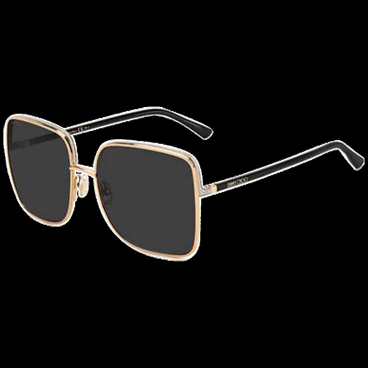 Quadratische Sonnenbrille mit goldenem Rahmen
