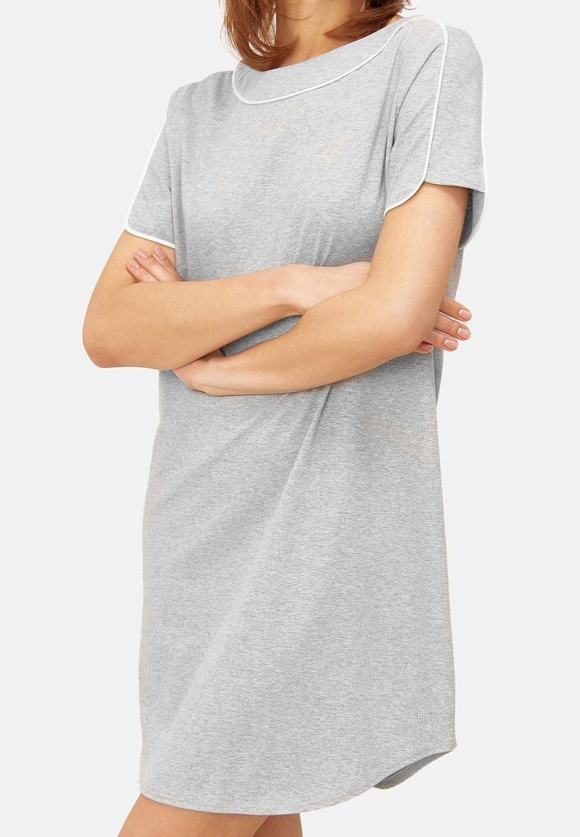 Graues Damen Nachthemd mit kurzen Ärmeln