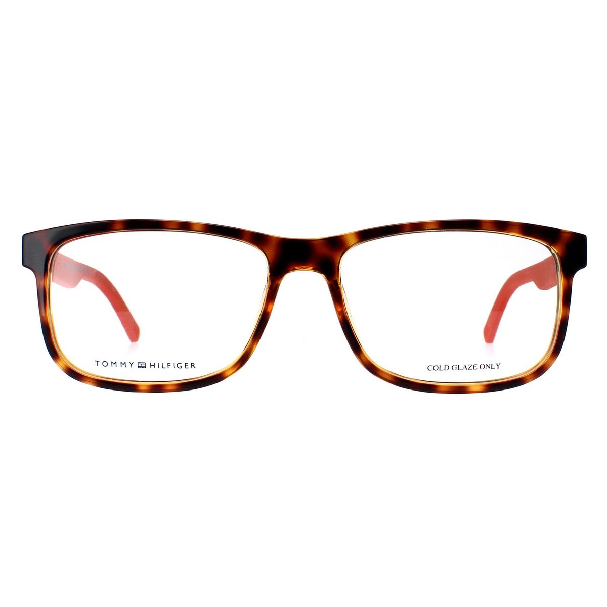 Havana Rechteckige Brille mit orangem Akzent