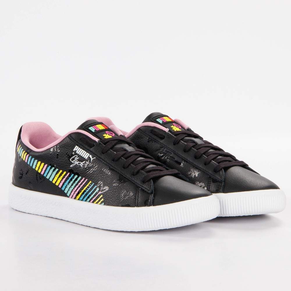 Schwarze Damen-Leder-Sneakers Low-Top