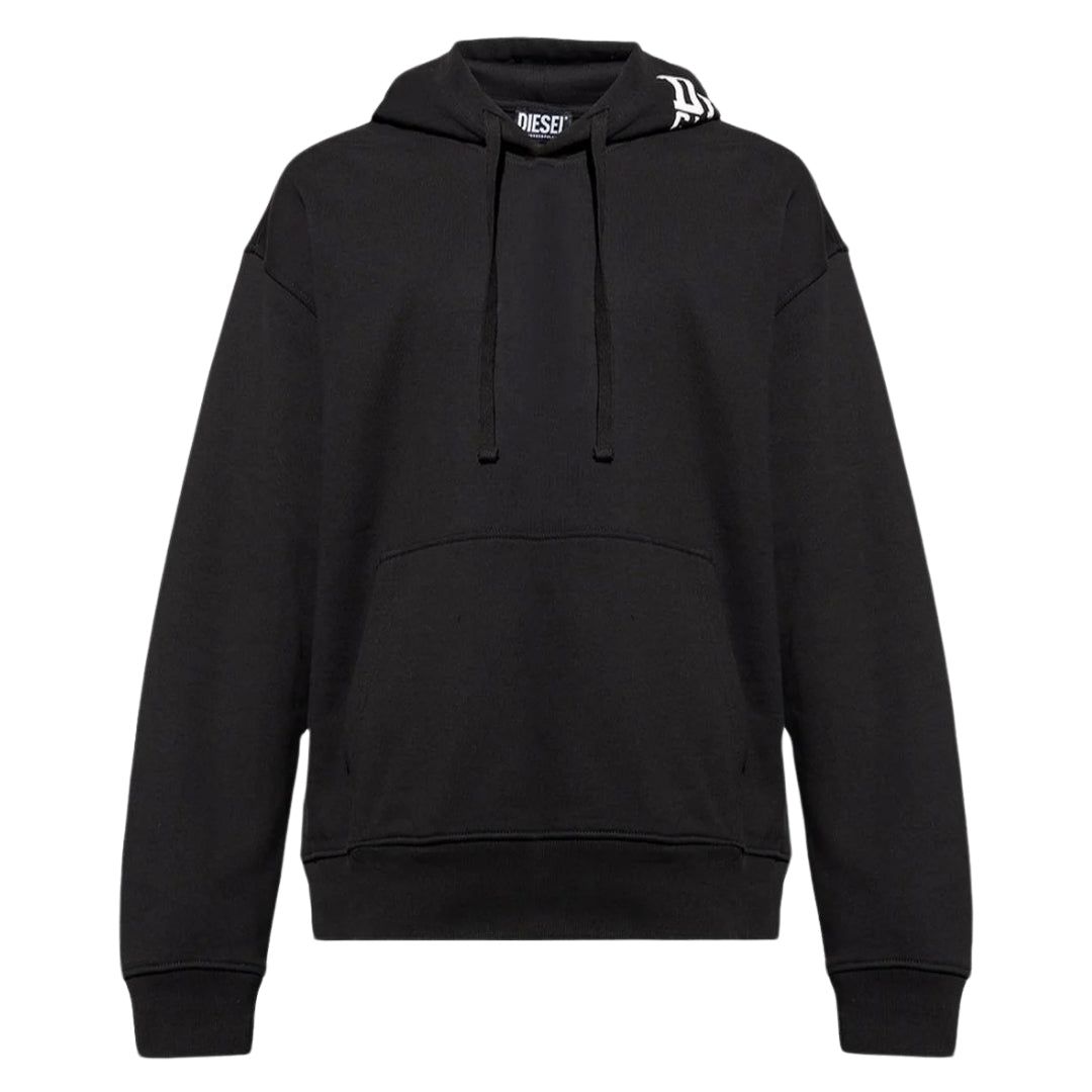 Schwarzer Oversized Baumwoll-Hoodie mit Logo