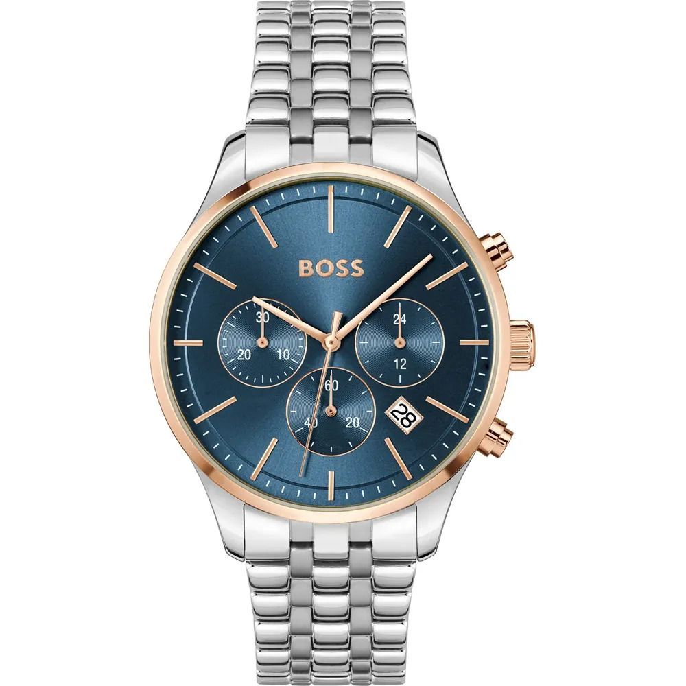 Edelstahl Chronograph Uhr mit blauem Zifferblatt