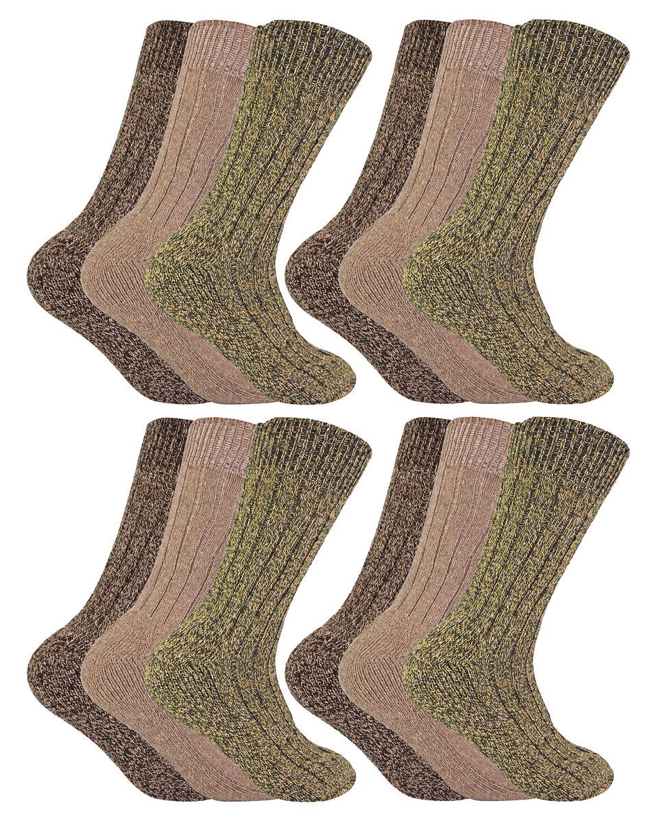 Socke Snob - 12 Paar Herren Wolle Boot Socken für Wandern - Braun