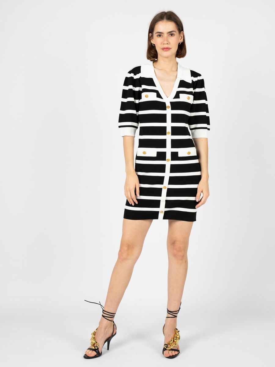 Schwarz-weiß gestreiftes Minikleid