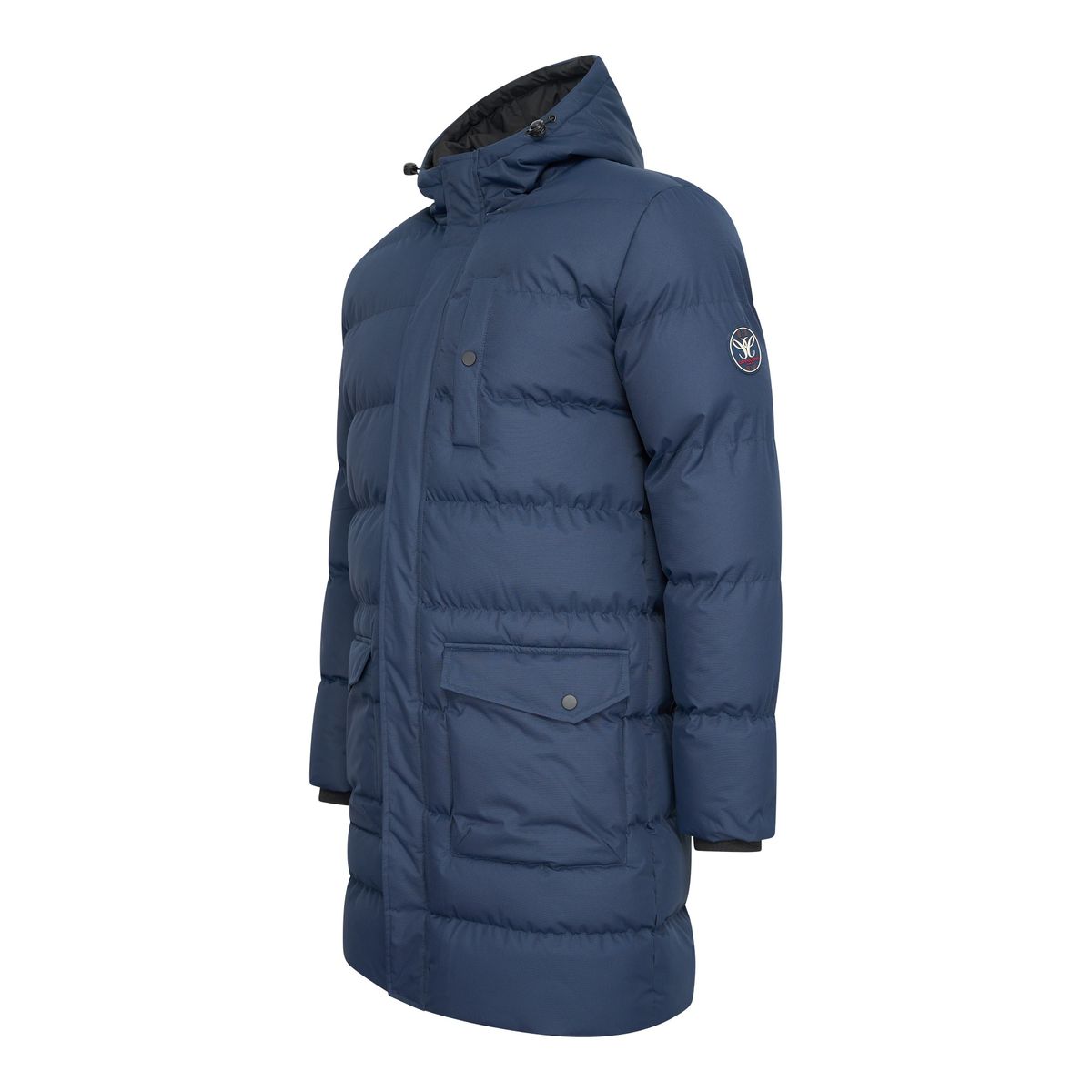 Langer gesteppter Parka mit Kapuze