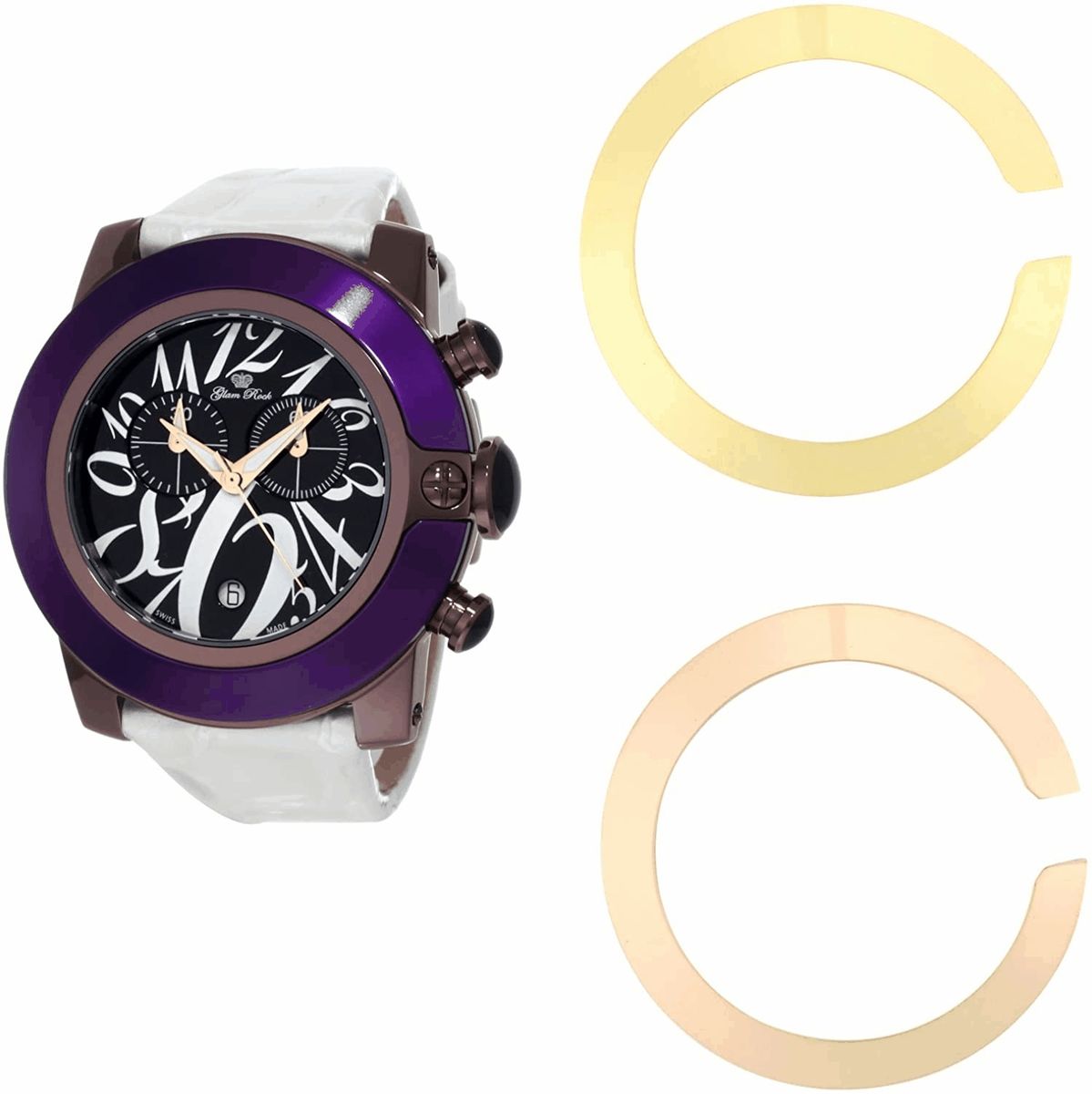 Glam Rock Lila Edelstahl Uhr