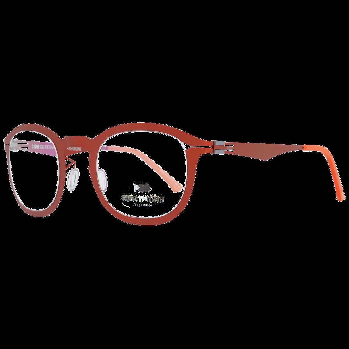 Runde orangefarbene Vollrandbrille