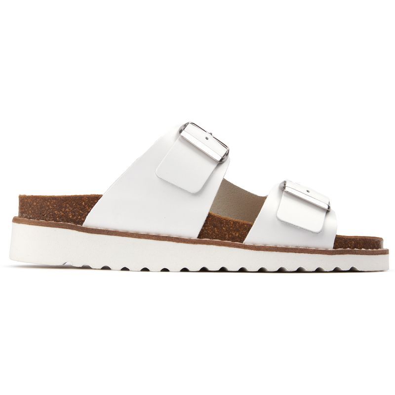 Weiße Leder-Fußbett-Sandalen
