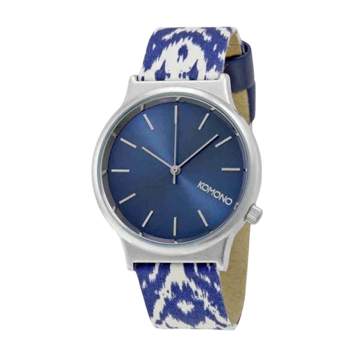 Minimalistische silberne Uhr mit gemustertem Armband