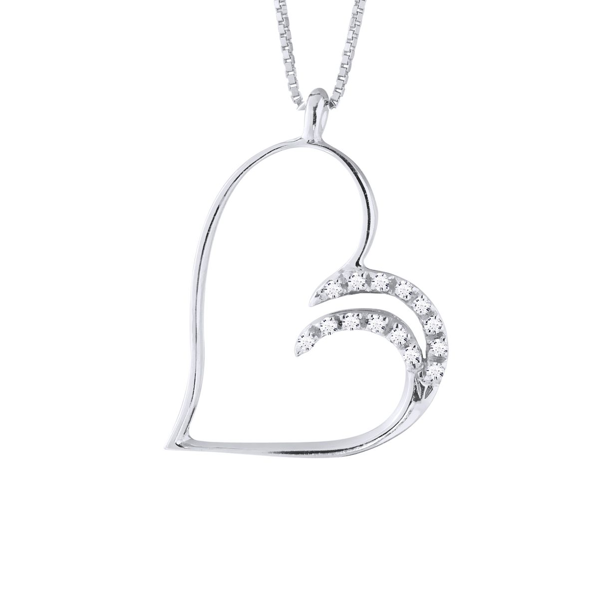 Weißgoldene Diamant Herz Halskette