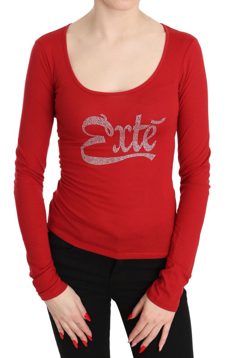 Damen Rotes Exte Verziertes Langarmoberteil