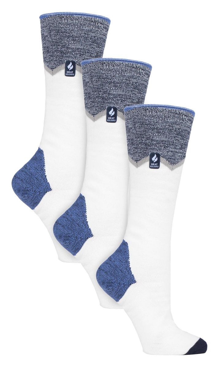 3 Paar Multipack Ultra Lite Damen Ski Socken | Wärmehalter | Damen Funky Patterned Striped Knee High Socks - Creme Zig Zag