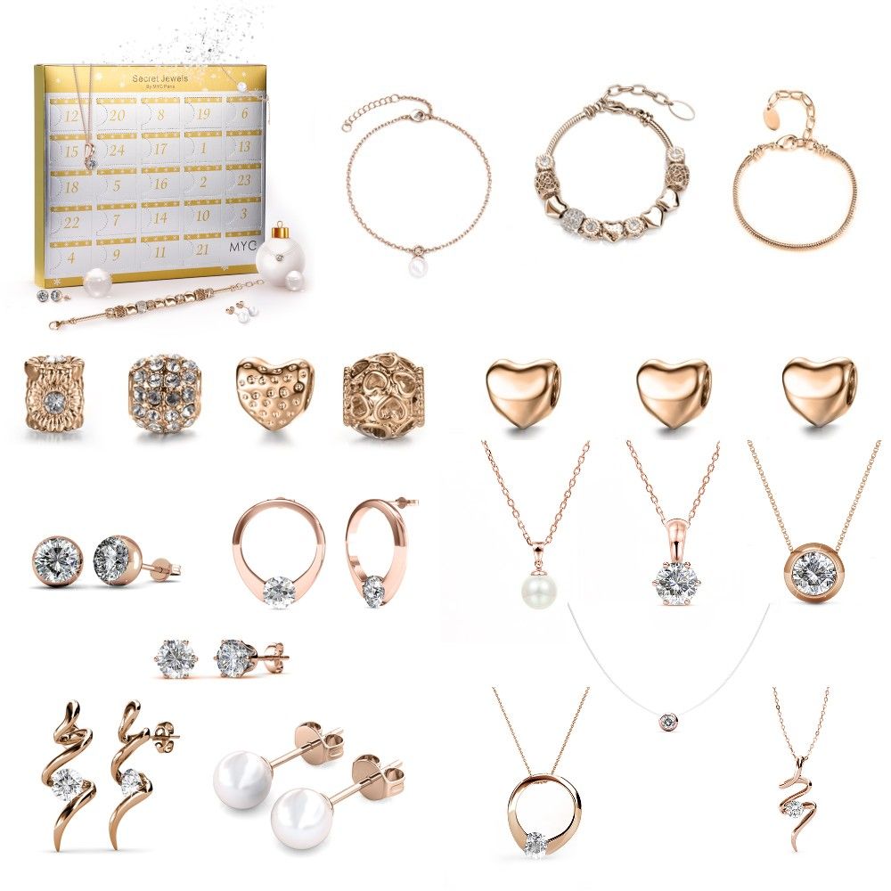 Roségoldener Schmuck Adventskalender Set
