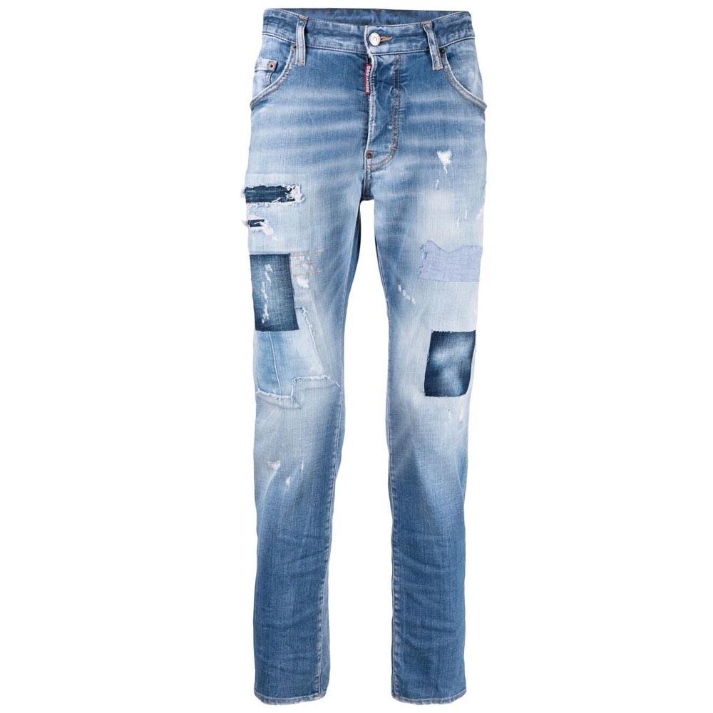 Skater-Jeans mit Distressed Patchwork