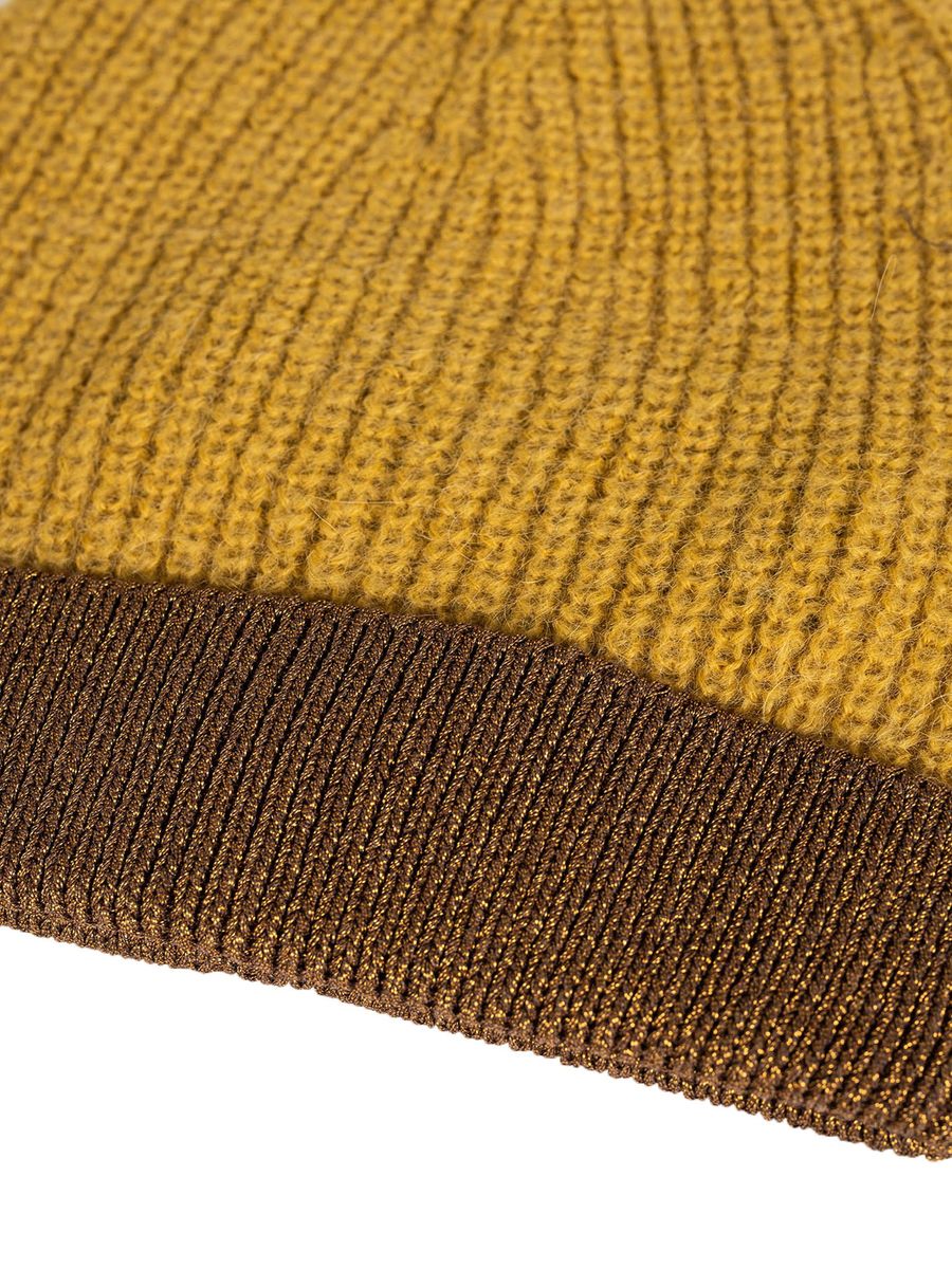 Rippstrick-Mütze mit Kontrastumschlag