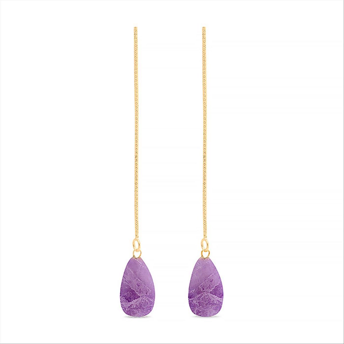 Goldene Amethyst-Einhängeohrringe