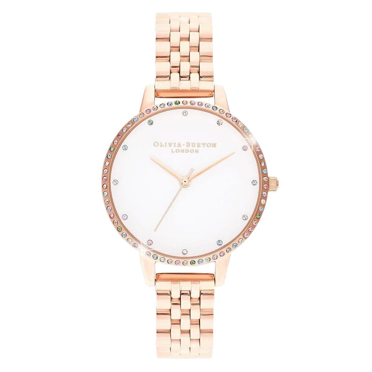 Damen Mehrfarbige Kristall Roségold Uhr