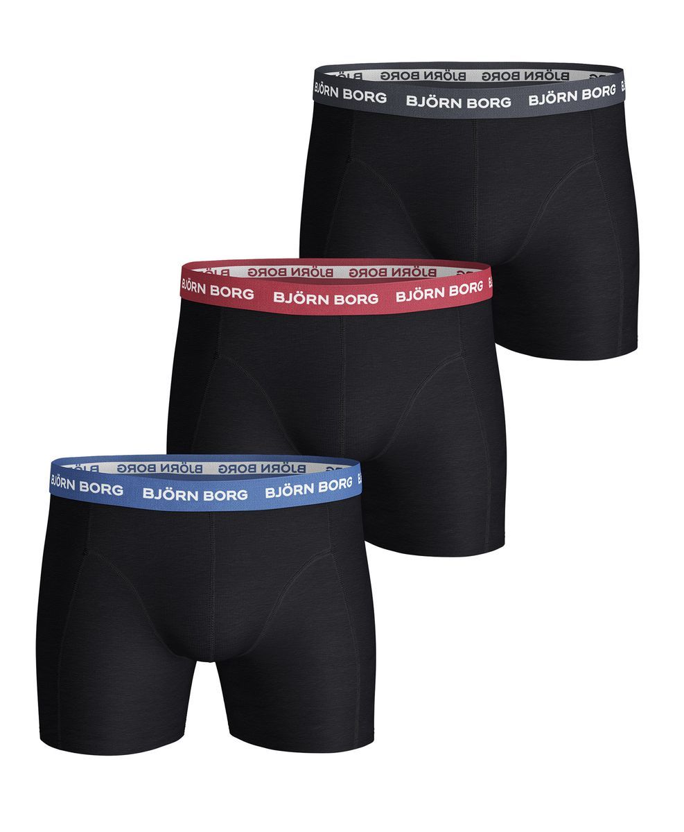 Björn Borg - 3 Paar Herren Cotton Rich Comfort Stretch Fit Boxershorts - Schwarz Mix