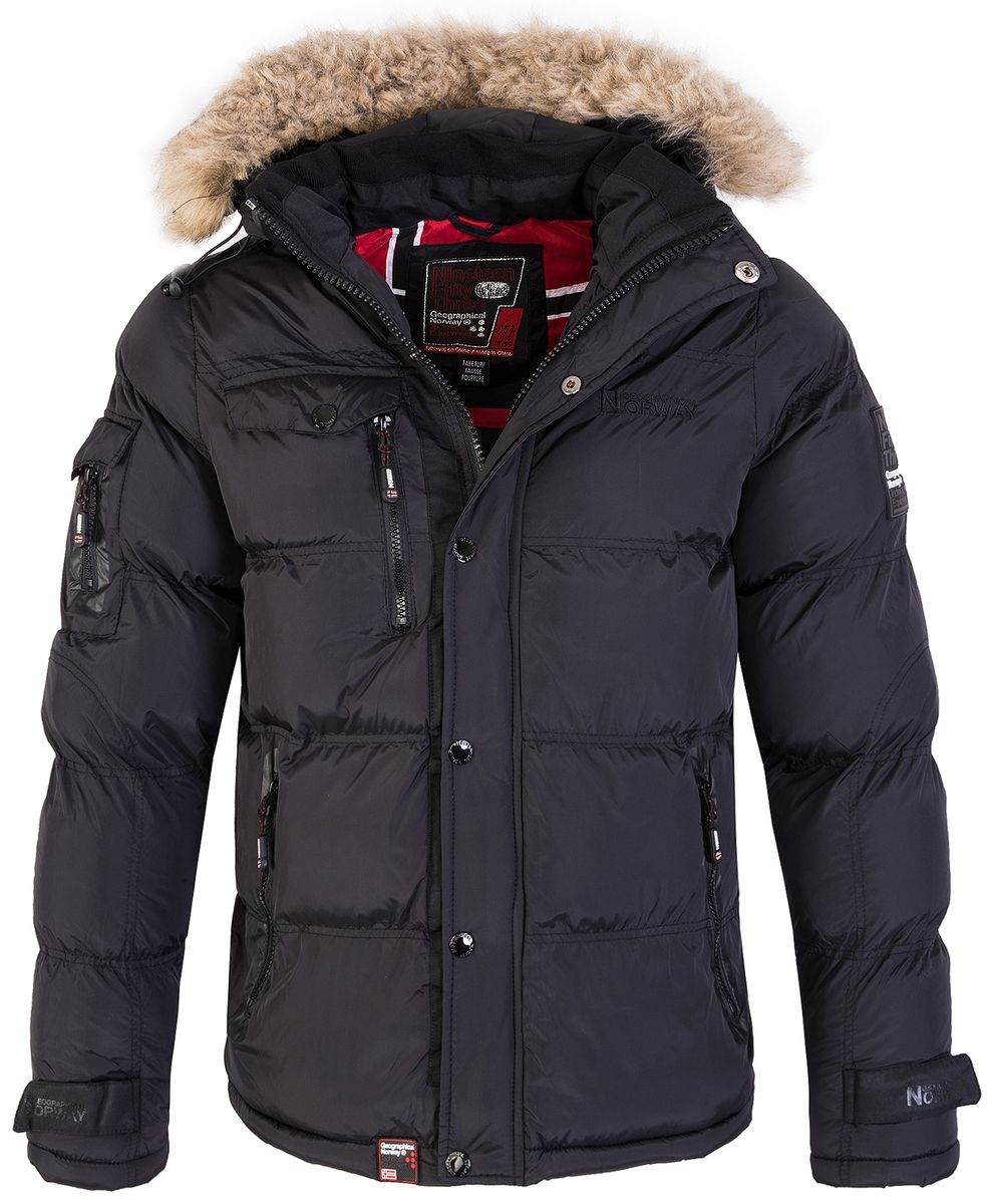 Herren Winterparka mit Polsterung und Kunstfell