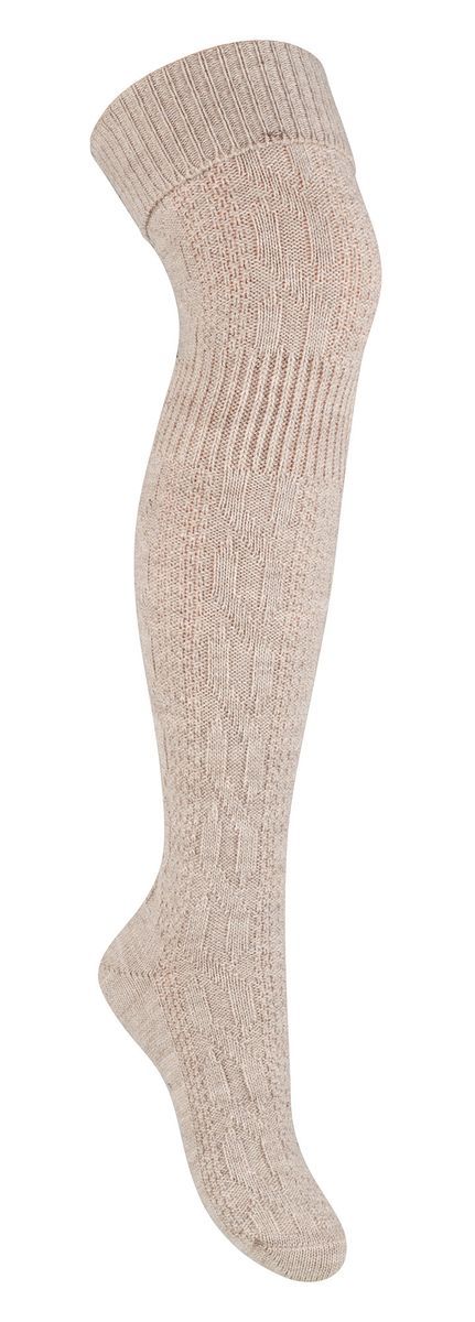 Overknee-Wollsocken für Damen | Steven | Winterwarme dicke lange Socken Beige