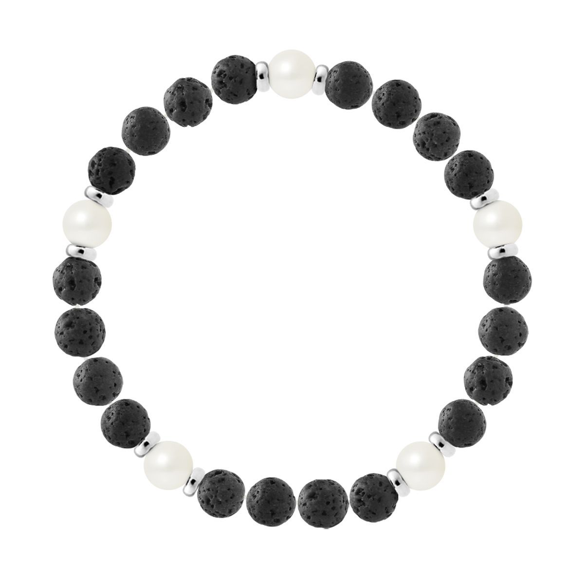 Armband aus Lavastein und Perlen