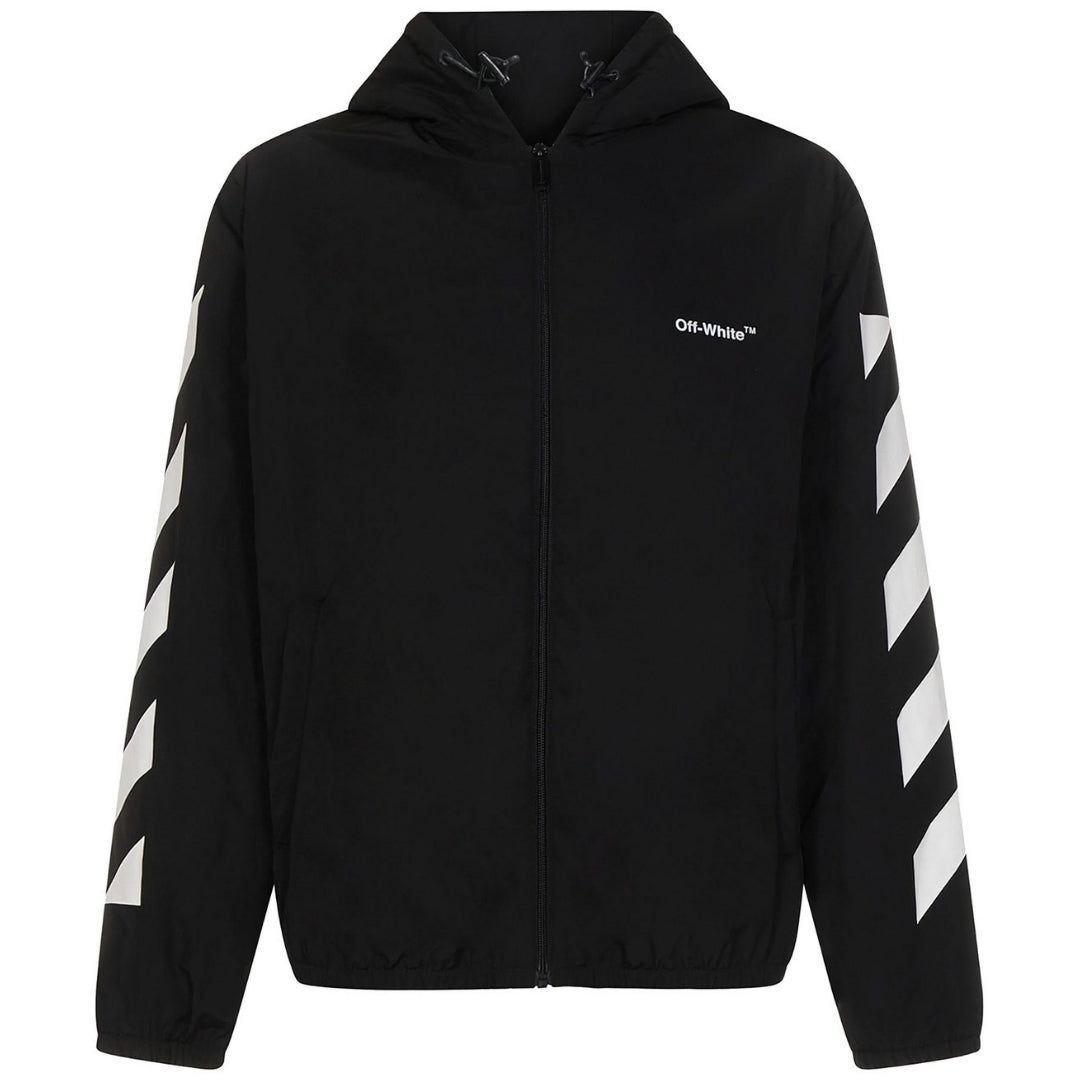 Off-White Schwarze Wattierte Jacke mit Kapuze
