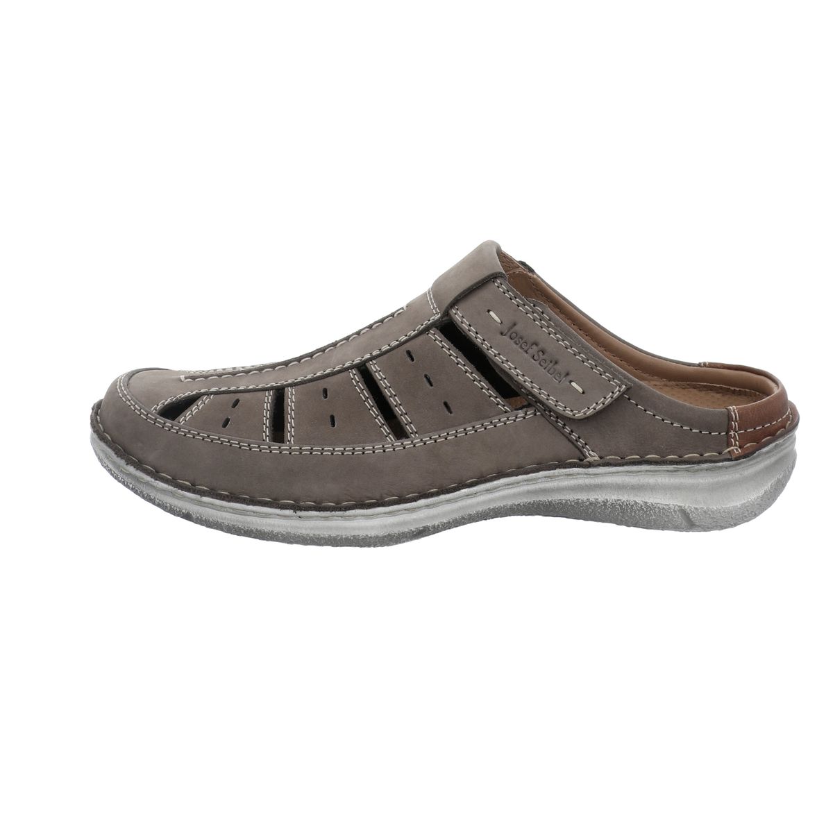 Komfortable Leder-Pantolette mit Klettverschluss