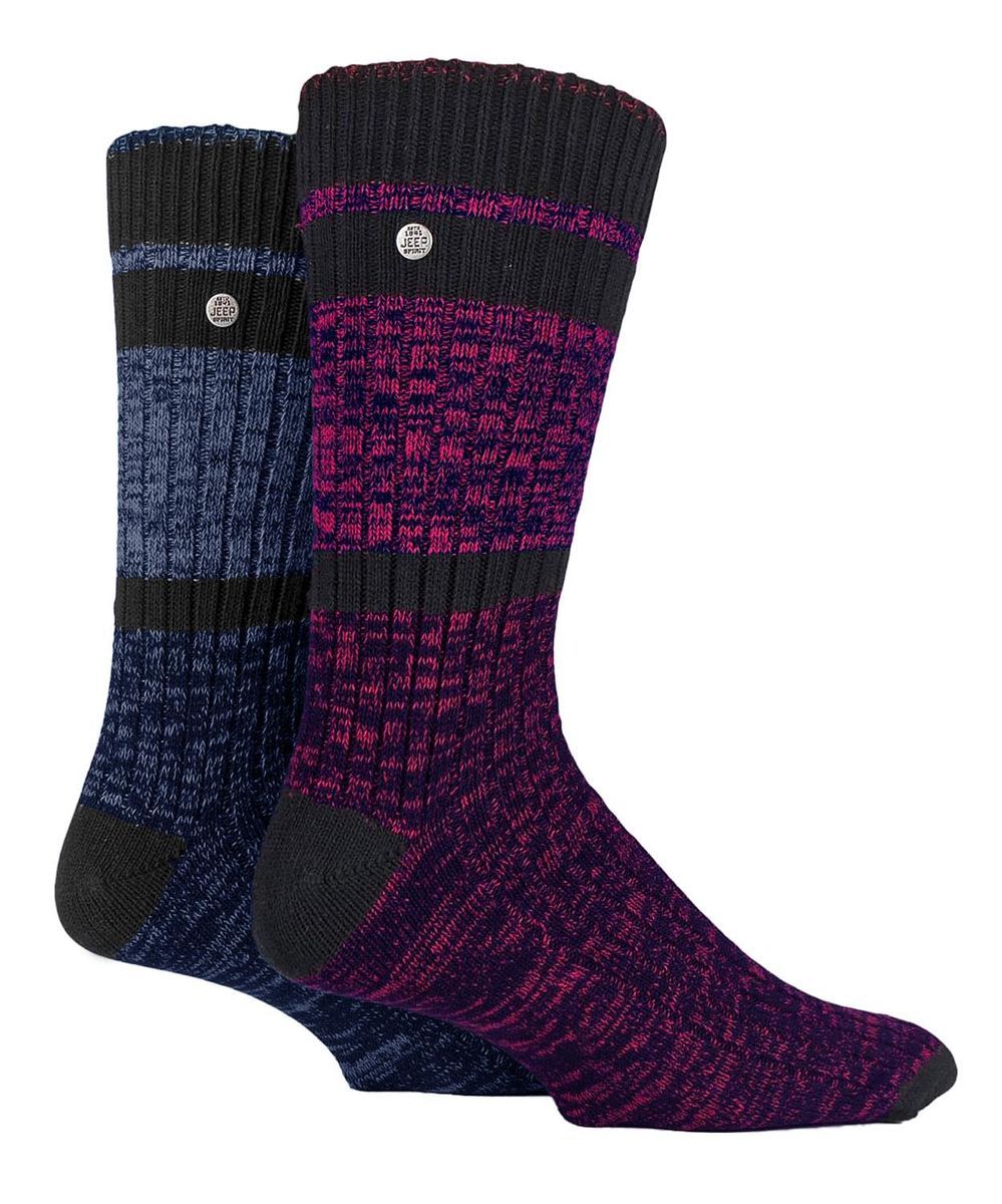 Herren Baumwolle Kleid Socken | Jeep | Midweight Knit Geist Socken, lässig gerippte Muster jeden Tag Socken - Petrol / lila