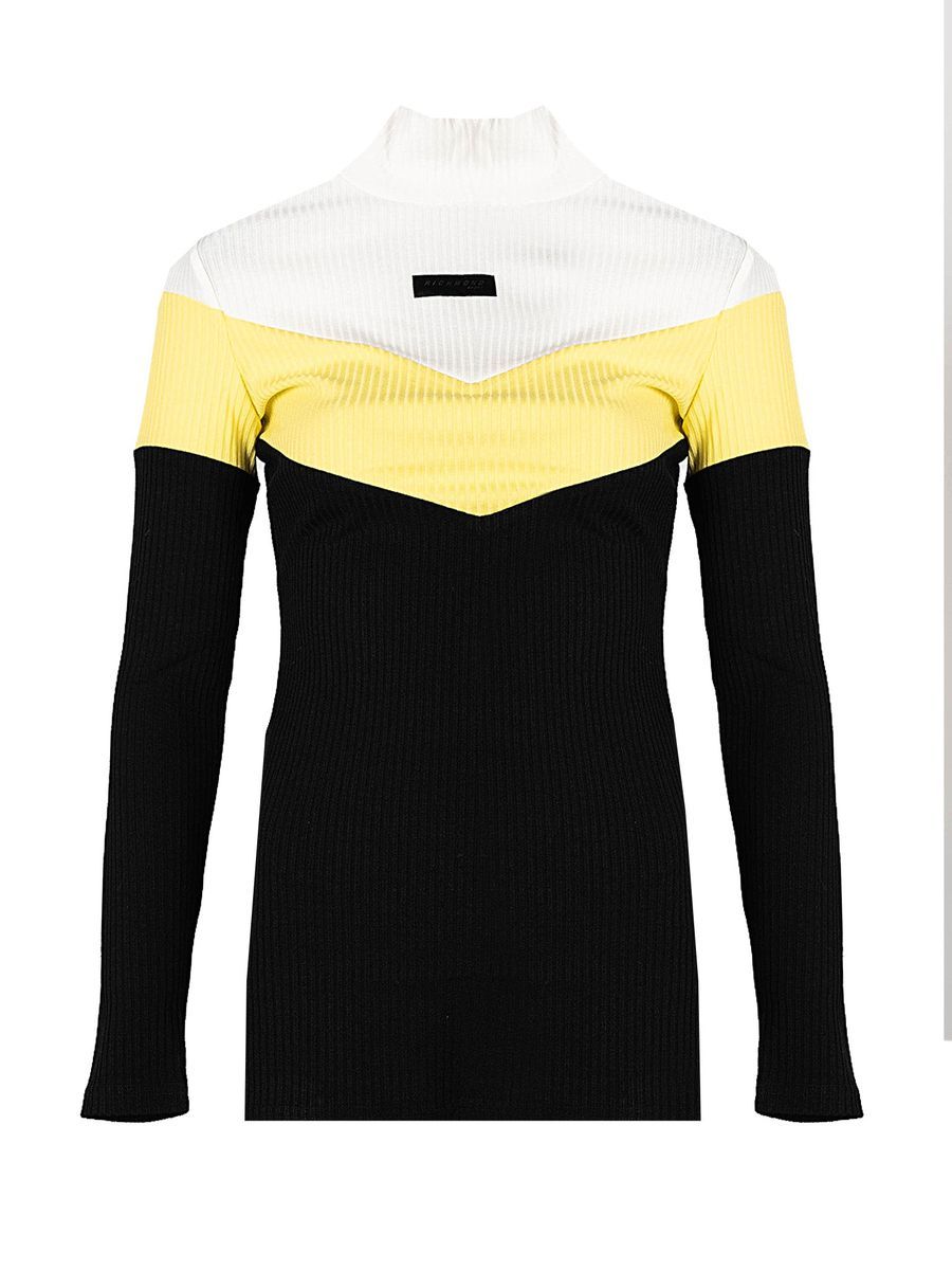 Gerippter Colorblock Rollkragenpullover
