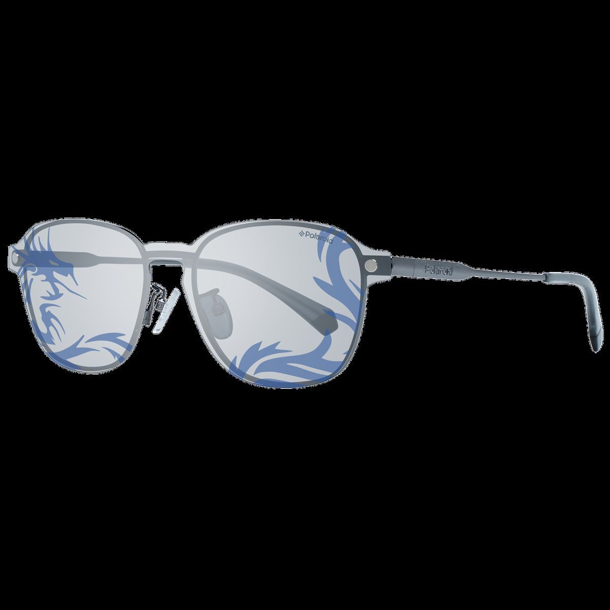 Graue quadratische Metall-Vollrand-Sonnenbrille