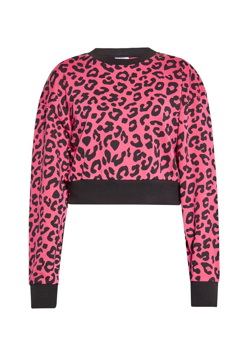 Gekürztes Sweatshirt mit Leopardenmuster