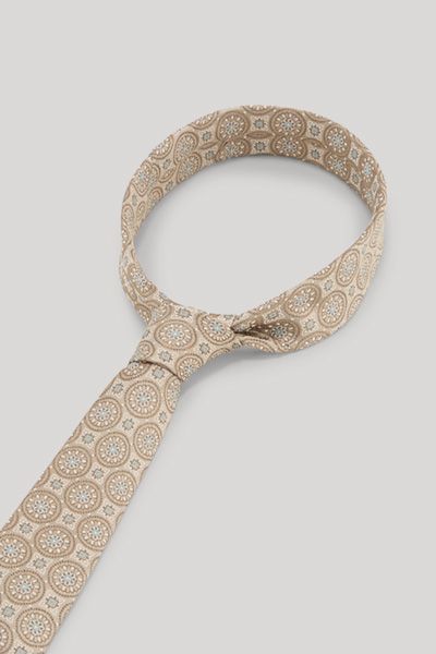 Joop! Beige Gemusterte Seidenkrawatte Modernes Design Formelles Accessoire