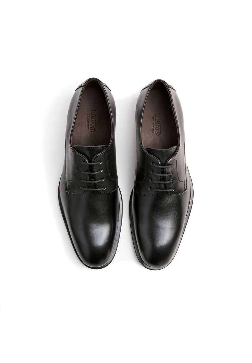 Klassische schwarze Derby-Schnürschuhe aus Leder