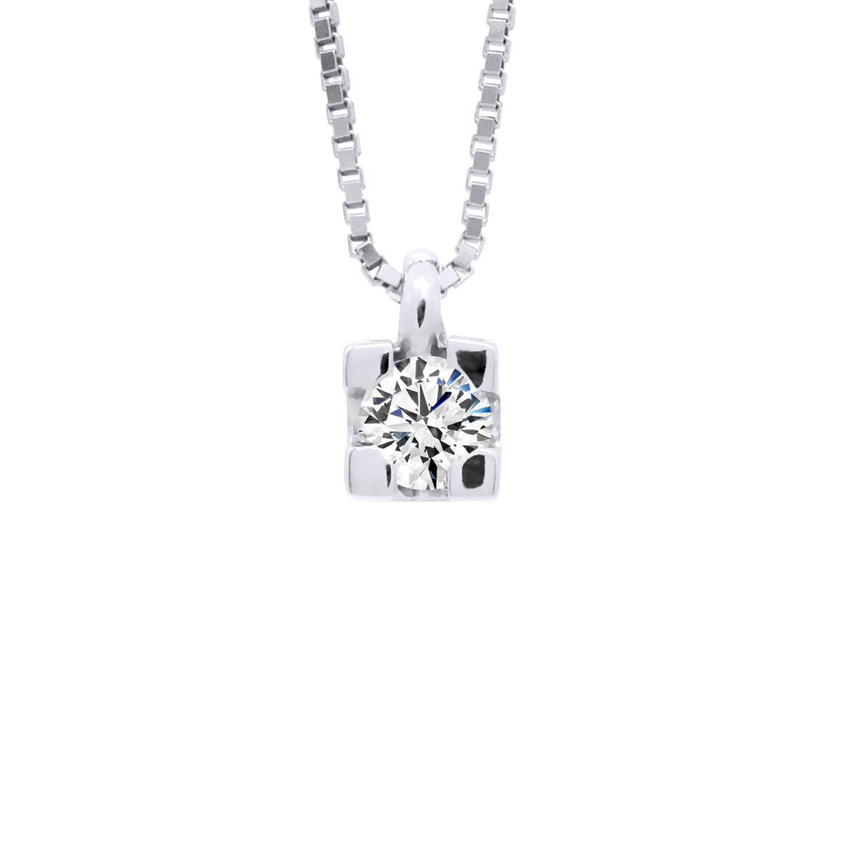 Weißgoldener Diamant Solitär Anhänger Halskette
