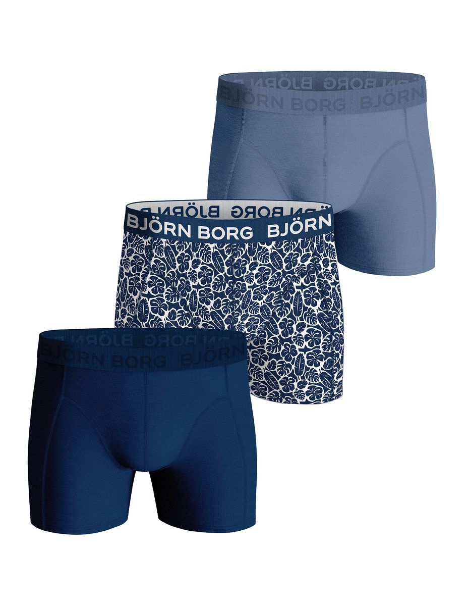 Björn Borg - 3 Paar Herren Cotton Rich Comfort Stretch Fit Boxershorts - Blau Mix