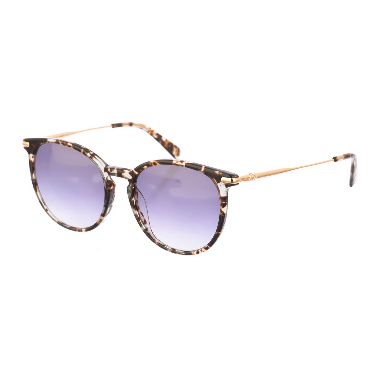Ovale Acetat-Sonnenbrille mit goldenen Bügeln