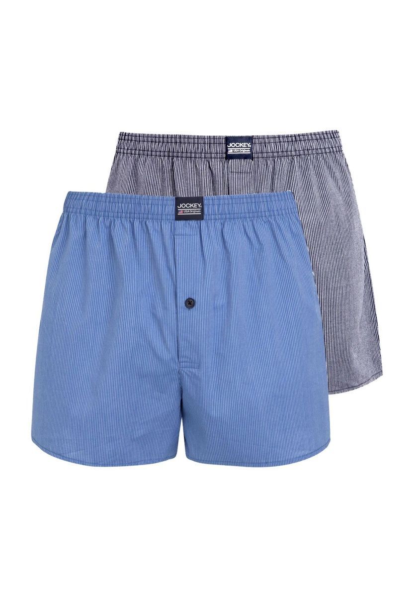 Gestreifte gewebte Baumwoll-Boxershorts Set