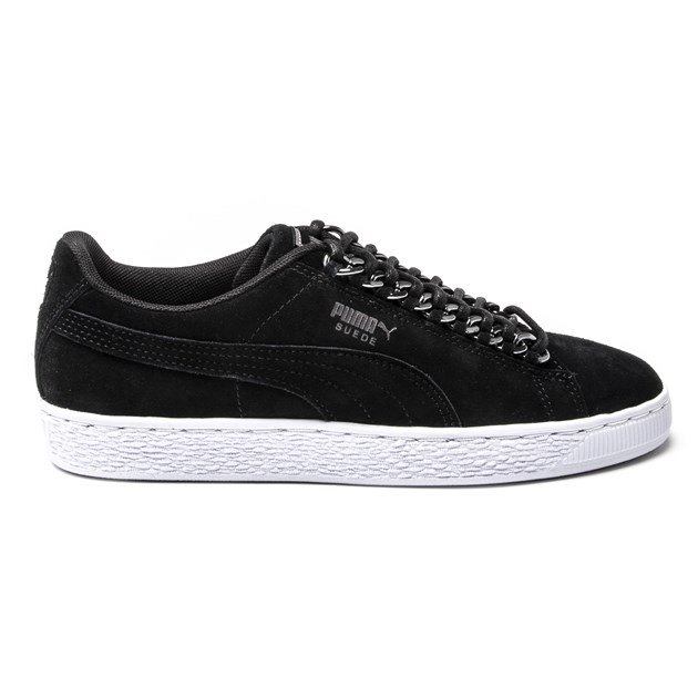 Klassische Wildleder-Sneakers mit Kettendetail