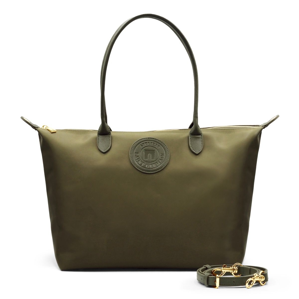 Nylon-Shopper mit Reißverschluss und Riemen