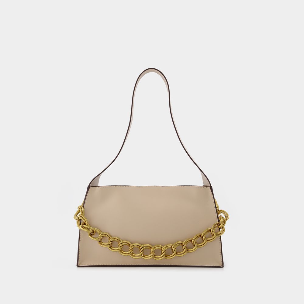 Elegante Schultertasche aus elfenbeinfarbenem Leder