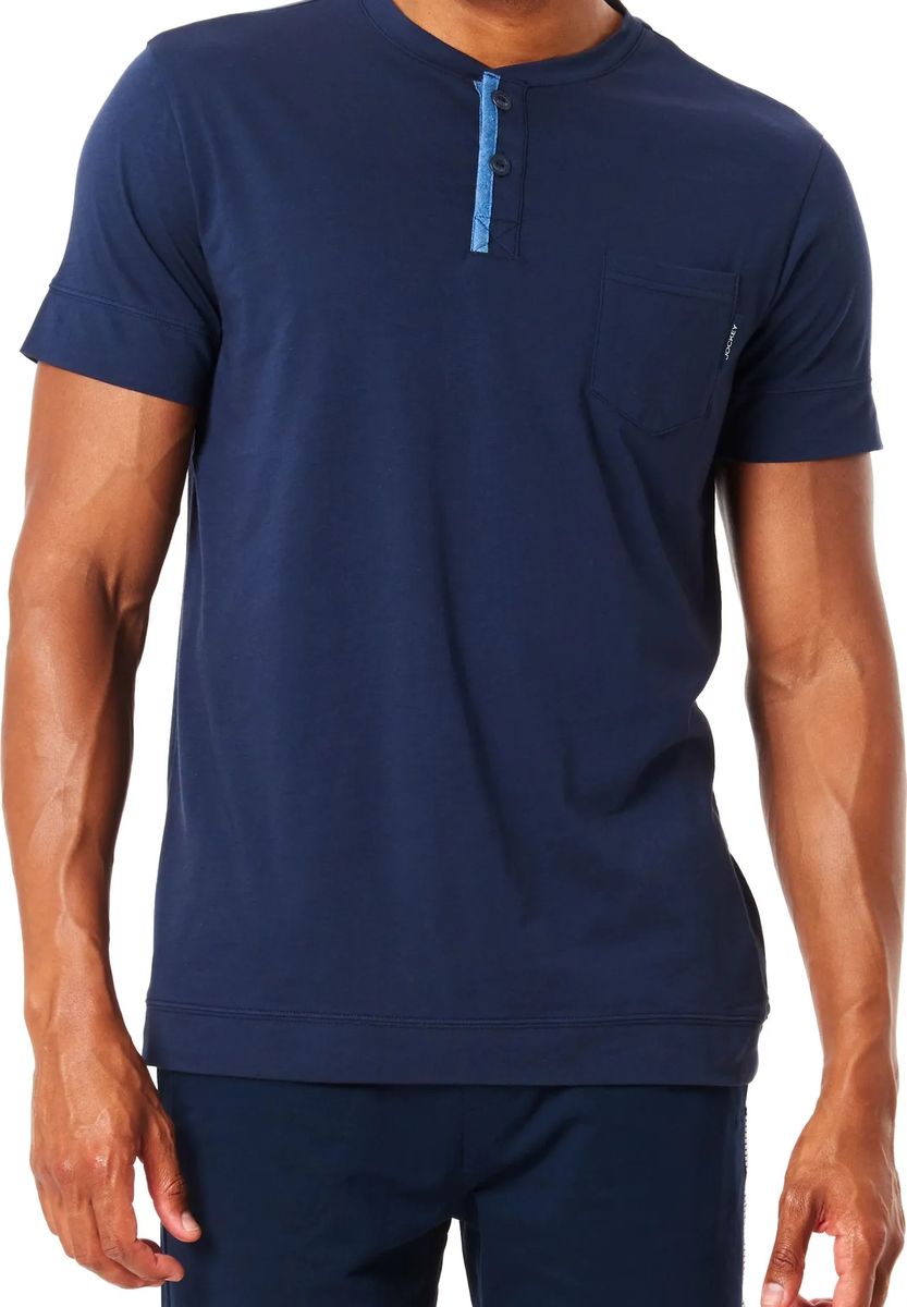 Henley Schlafshirt mit Brusttasche