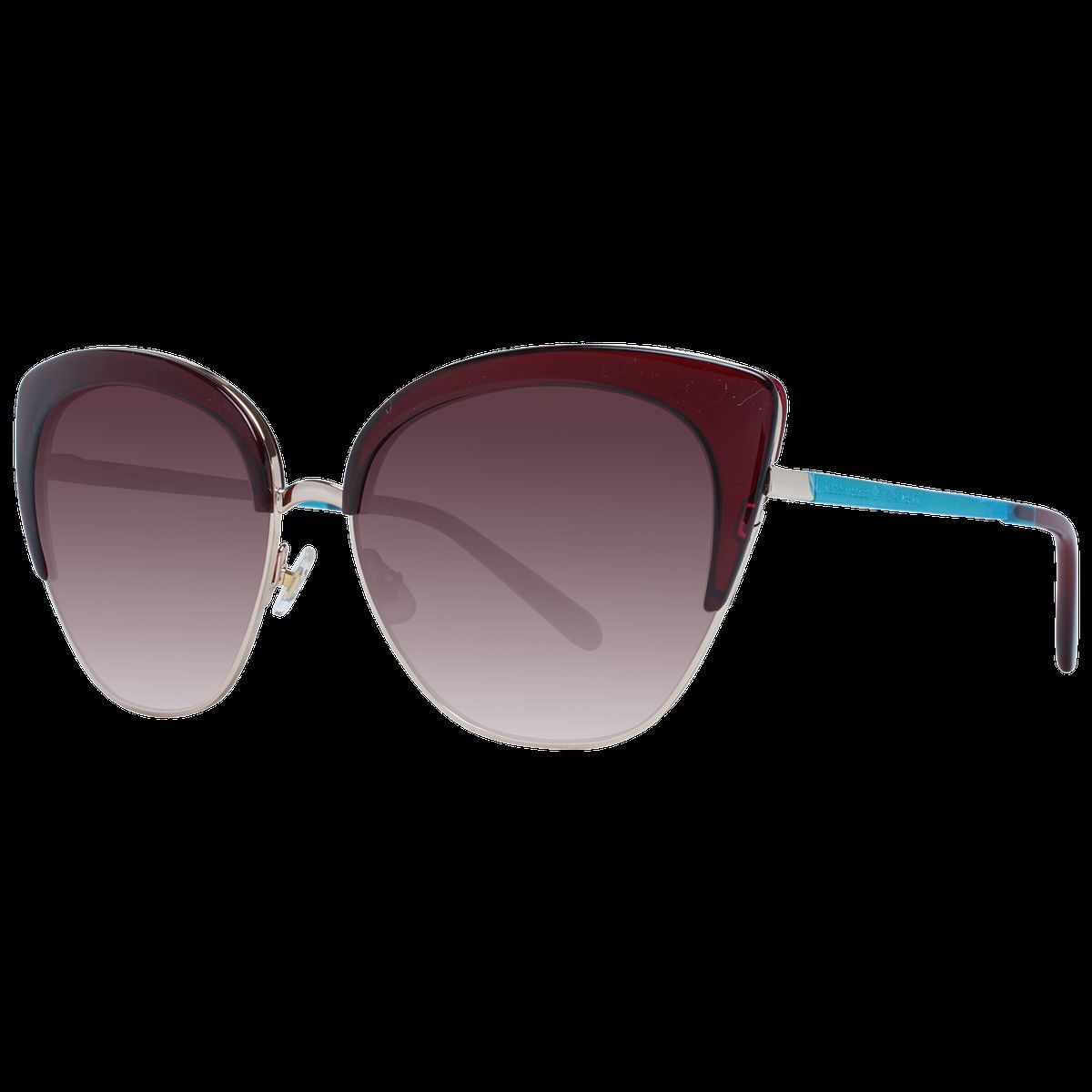 Burgunderfarbene Cat-Eye-Sonnenbrille mit Farbverlaufsgläsern