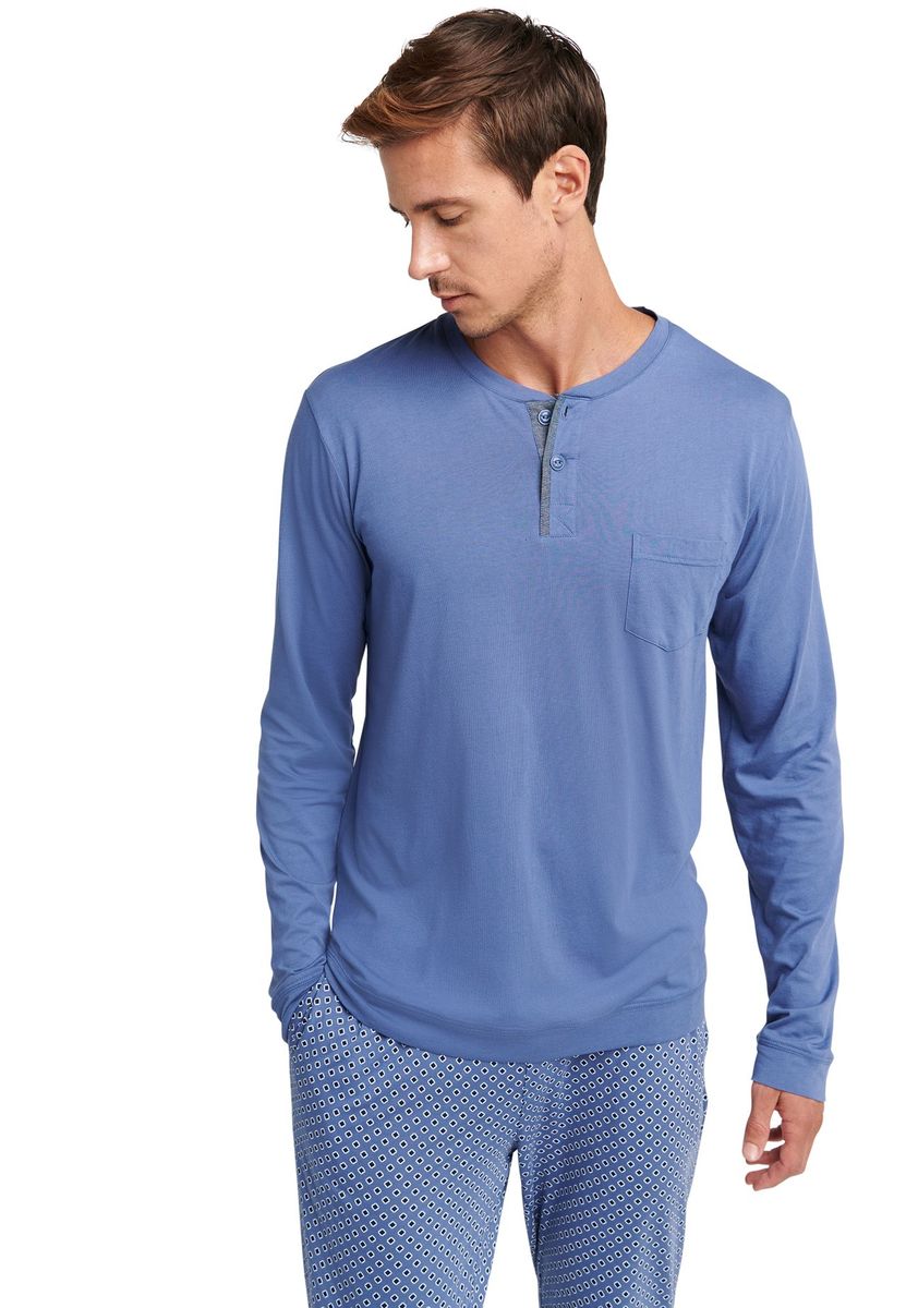 JOCKEY® Night & Day Schlafanzug-Oberteil, Henley-Ausschnitt, für Herren, blau, S