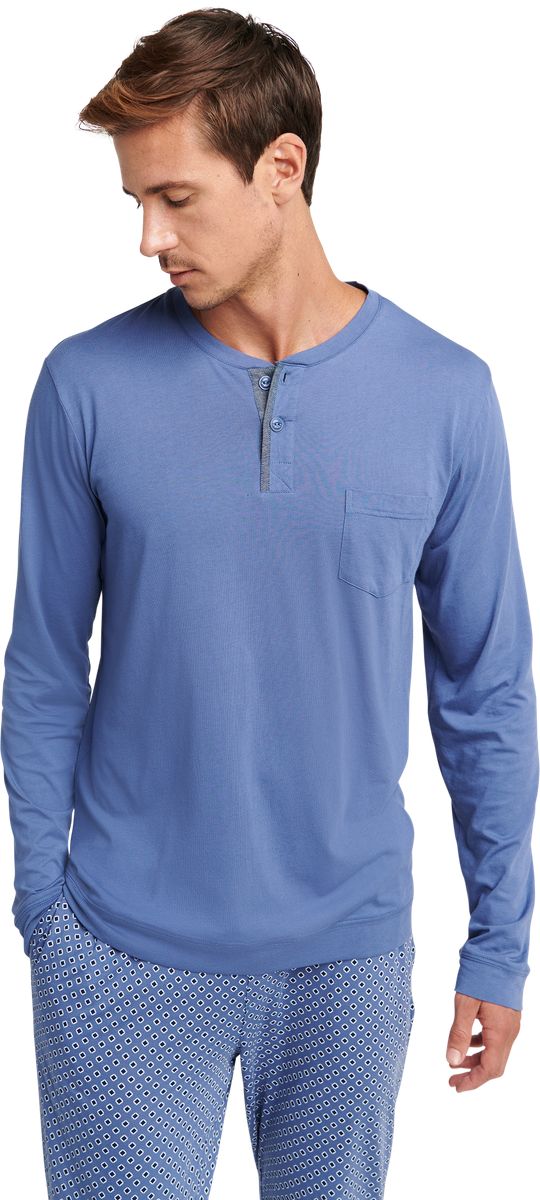 JOCKEY® Night & Day Schlafanzug-Oberteil, Henley-Ausschnitt, für Herren, blau, S