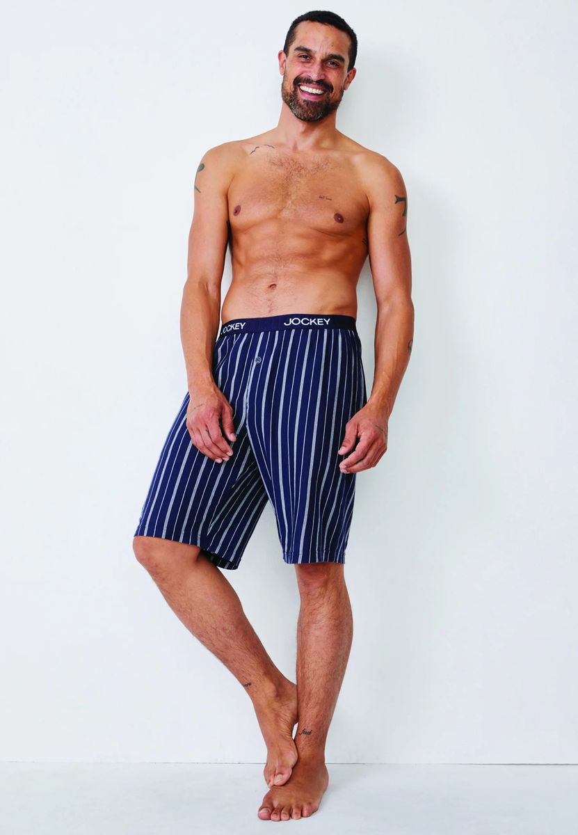 Herren-Loungeshorts aus gestreifter Baumwolle